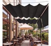 Toile-Ombrage Rétractable Vague 265 x 365 cm Multi Couleur et Taille Imperméable Bâche Dombrage UV Protection IN ordes de Fixation pour Terrasse, Noir