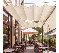 Toile-Ombrage Rétractable Vague 290 x 365 cm Multi Couleur et Taille Imperméable Bâche Dombrage UV Protection IN ordes de Fixation pour Terrasse, Ivoire
