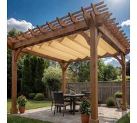 Toile-Ombrage Rétractable Vague 340 x 470 cm Multi Couleur et Taille Voile d'ombrage à Vague Rétractable Protection UV pour Pergola Jardin Balcon, Jaune Sable