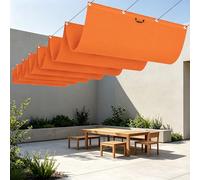 Toile Ombrage Rétractable Vague 350 x 220 cm Résistant à l'eau Bâche Ombrage avec Oeillets et Cordons pour en Plein Air, Jardin Terrasse, Orange