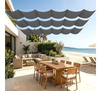 Toile Ombrage Rétractable Vague 500 x 500 cm avec Protection UV Voiles Ombrages Rectangulaire Imperméable avec Oeillets et Cordons pour en Plein Air, Jardin Terrasse, Gris Foncé