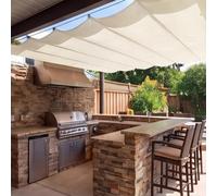 Toile-Ombrage Rétractable Vague 80 x 185 cm avec Oeillets et Cordons Imperméable Multi Couleur Taille Voile-D'Ombrage UV Protection pour Pergola Jardin Balcon, Ivoire