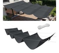 Toile-Ombrage Rétractable Vague 80 x 250 cm avec Oeillets et Cordons Pergola Marquise Réglable Imperméable Protection UV pour Toit de Terrasse, Pavillon, Gris Foncé
