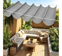 Toile-Ombrage Rétractable Vague 850 x 1900 cm Imperméable Anti-UV Résistante Aux Intempéries Voile d'ombrage Imperméable Rectangulaire pour Pergola Serre Pet House Clôture, Gris Clair