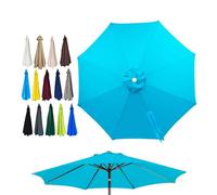 Toile Parasol 6/8 Baleines Auvent De Rechange Pour Parasol De Jardin Rond 4m/3.5m/3m/2.7m/2.5m/2m, Rechange Housse Dessus De Parapluie Pour Parasol Déporté, Tissu De Polyester(Light blue,8ribs/4m)