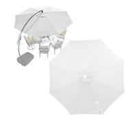 Toile Parasol Jardin 4.0m~2.0m Auvent De Remplacement Pour Parasol 6/8 Baleines,Housse De Rechange En Tissu Pare-soleil Imperméable Polyester,Rechange Dessus De Parapluie Plage(White,8ribs/4m)