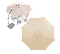 Toile Parasol Jardin 4.0m~2.0m Auvent De Remplacement Pour Parasol 6/8 Baleines,Housse De Rechange En Tissu Pare-soleil Imperméable Polyester,Rechange Dessus De Parapluie Plage(Beige,8ribs/3.5m)