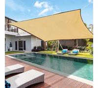 Toile pare-soleil imperméable - Bloque 90 % des rayons UV - Auvent rectangulaire pour protection du jardin, balcon, filet d'ombrage respirant (tailles : 4,6 x 4,6 m, 6,1 x 7,6 m, 9,1 x 9,6 m)