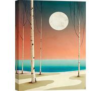 Toile, paysage minimaliste de style nordique - Sayaka Miko - Coucher de lune - 100x70 cm