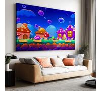 Toile Peinture 100x50cm sans Cadre Affiche Cartoon Pays Bonbons Maison oeuvre Mur Art Photo pour la Maison Salon Chambre Cuisine Peinture sur Toile Horizontal Tableau décor