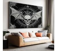Toile Peinture 100x50cm sans Cadre Affiche Fantaisie Gothique Chauve souris Crâne oeuvre Mur Art Photo pour la Maison Salon Chambre Cuisine Peinture sur Toile Horizontal Tableau décor