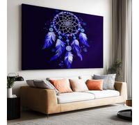 Toile Peinture 120x80cm sans Cadre Affiche Attrape rêves et plumes style rêveur oeuvre Mur Art Photo pour la Maison Salon Chambre Cuisine Peinture sur Toile Horizontal Tableau décor