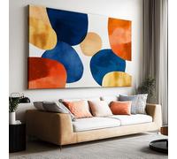 Toile Peinture 70x50cm sans Cadre Affiche Aquarelle Abstrait Cercle oeuvre Mur Art Photo pour la Maison Salon Chambre Cuisine Peinture sur Toile Horizontal Tableau décor
