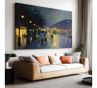 Toile Peinture 70x50cm sans Cadre Affiche Ville Rue Nuit oeuvre Mur Art Photo pour la Maison Salon Chambre Cuisine Peinture sur Toile Horizontal Tableau décor