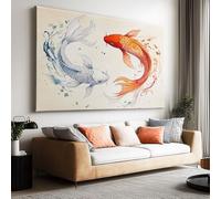 Toile Peinture 80 X 60Cm Sans Cadre Affiche Carpes Koï Fantaisie Style Chinois Oeuvre Mur Art Photo Pour La Maison Salon Chambre Cuisine Peinture Sur Toile Horizontal Tableau Décor
