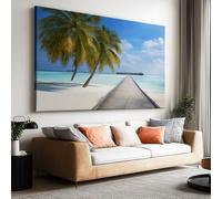 Toile Peinture 80x60cm sans Cadre Affiche Mer Pont Bois Maison Paysage oeuvre Mur Art Photo pour la Maison Salon Chambre Cuisine Peinture sur Toile Horizontal Tableau décor