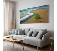 Toile Peinture 80x60cm sans Cadre Affiche Plage Vague Plante Feuille oeuvre Mur Art Photo pour la Maison Salon Chambre Cuisine Peinture sur Toile Horizontal Tableau décor
