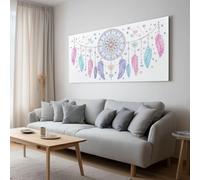 Toile Peinture 80x60cm sans Cadre Affiche Rêve Plume Attrape rêves oeuvre Mur Art Photo pour la Maison Salon Chambre Cuisine Peinture sur Toile Horizontal Tableau décor