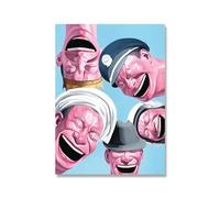 Toile peinture chinoise figure image yue minjun rire homme art affiches et impressions murages murages home décor (Color : A, Size : 60x90cm No Frame)