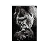 Toile Peinture Moderne Noir Gorille Image Nordique Animaux Affiches et Impressions Singe Mur Photos pour La Décoration Intérieure 40x50 cm / 15,7"x 19,7" Sans Cadre