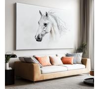 Toile Peinture Tableau Decoration Murale Aquarelle ligne cheval blanc Impression sur Toile Art Affiche Salon Chambre Maison Décoratifs Moderne Aesthetic Room Decor sans Cadre (120 X 90 cm)