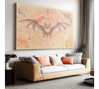 Toile Peinture Tableau Decoration Murale Fantaisie Ancien Magie Rune Chauve Souris Impression sur Toile Art Affiche Salon Chambre Maison Décoratifs Moderne Aesthetic Room Decor sans Cadre (70 X 50 cm)