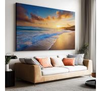 Toile Peinture Tableau Decoration Murale Mer Coucher Soleil Plage Impression sur Toile Art Affiche Salon Chambre Maison Décoratifs Moderne Aesthetic Room Decor sans Cadre (120 X 90 cm)