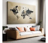 Toile Peinture Tableau Decoration Murale Rétro minimalisme carte monde Impression sur Toile Art Affiche Salon Chambre Maison Décoratifs Moderne Aesthetic Room Decor sans Cadre (80 X 60 cm)