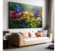 Toile Peinture Tableau Decoration Murale Rétro peinture huile florale jardin fleuri Impression sur Toile Art Affiche Salon Chambre Maison Décoratifs Moderne Aesthetic Room sans Cadre (120 X 80 cm)