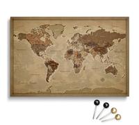 Toile personnalisable motif carte du monde en liège à épingler, parfaite pour les voyageurs et la décoration murale - tableau décoratif sur toile, 100 punaises inclus (Design 3 FR, 150x100 cm)