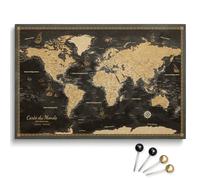 Toile personnalisable motif carte du monde en liège à épingler, parfaite pour les voyageurs et la décoration murale - tableau décoratif sur toile, 100 punaises inclus (Design 1 FR, 150x100 cm)