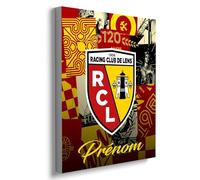Toile personnalisable Racing Club de Lens - Édition Spéciale 120 Ans | Produit Sous Licence Officielle | Format 50x40 cm | Fabriqué en France | Décoration Murale Supporters - Personnalisation Prénom