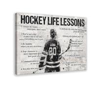 Toile personnalisée pour fille de hockey - Leçons de vie de hockey motivantes - Décoration murale inspirante - Cadeau pour les amateurs de hockey - Décoration murale pour salon