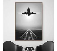 Toile Photo Avion Décoller Noir Blanc Mur Art Oeuvre Peinture Impressions Affiche Bureau Salon Décor À La Maison 19,6 "x 27,5" (50x70cm) Sans Cadre