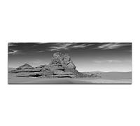 Toile Photo comme Panorama Noir/Blanc 120 x 40 cm Algérie Sahara sable du désert Dunes rochers