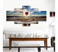 Toile Photos Home Decor Wall Art 5 Pièces Paysage De Montgolfière Peintures Hd Imprime Des Affiches Pour Salon Chambre Salle À Manger Bureau Enfants Chambre Murale | Sans Cadre 100 X 50-405316139794