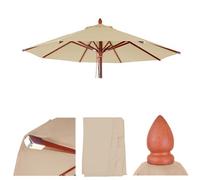 Mendler Toile pour parasol de gastronomie en bois HWC-C57 rond Ø3m polyester 3kg crème gris