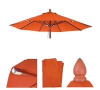 Toile Pour Parasol De Gastronomie En Bois Hwc-C57, Rond Ø3m Polyester 3kg Terre Cuite Orange
