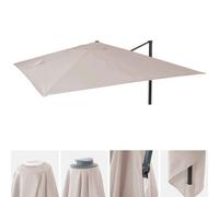 Toile Pour Parasol De Luxe Hwc-A96 3,5x3,5m (Ø4,95m) Polyester 4kg Crème-Gris Gris