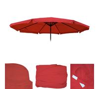 Toile Pour Parasol Meran Pro, Parasol De Marché Gastronomique Avec Volant Ø 5m, Polyester Bordeaux Rouge