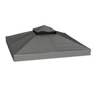 Outsunny Toile de rechange pour tonnelle 3 x 3 m à 2 niveaux, PVC 370 g/m², UPF30+, Gris foncé