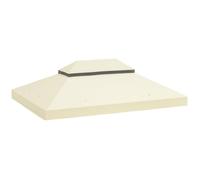 Outsunny Toile de Rechange pour pavillon Toile de tonnelle 4 x 3 m, Toit Double avec Trous de Drainage, Polyester Haute densité 370 g/m², Protection Solaire UPF30+, Toile Inclus Uniquement, crème