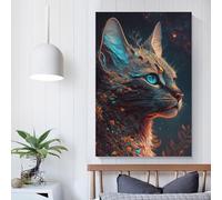 Toile représentant le mythe du chat de la savane, décoration murale pour salon, cuisine, maison, 30 x 45 cm