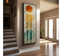 Toile représentant un bouleau - Ensemble d'art mural - Décoration verticale haute - Impression sur toile abstraite de forêt - Grande peinture d'œuvre d'art de nature (50 x 150 cm / cadre intérieur)