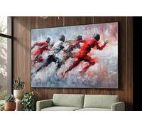 Toile représentant une course de sprint dynamique, art abstrait de coureur, peinture de mouvement athlétique, décoration murale sportive, affiches murales sur toile (50 x 75 cm / cadre intérieur)