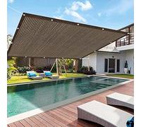 Toile Respirant Rectangulaire 2.5 x 2.5 m Perméable Rafraîchissan Toile Tendue Exterieur avec 4 Morceaux de Corde pour Terrasse Jardin Balcon Camping, Marron