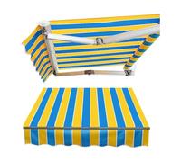 Toile rétractable de rechange pour auvent - 2,44 m x 2,1 cm - Toile imperméable - Pour porte/fenêtre - Protection extérieure - Jaune-bleu (3,9 x 2,0)