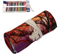 Toile Roll-Up Crayon Envelopper,Voyage Dessin Crayons À Colorier Poche Pour Artiste,Beau Coucher De Soleil 48 Trous (Crayons Ne Sont Pas Inclus)
