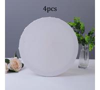 Toile Ronde 4 Pièces,Blanc Et Noircoton Toiles Vierges Pour Peinture,Diamètre 30cm 11.81 Pouces,Fournitures D'art Hb-18 - Type 4pcs White