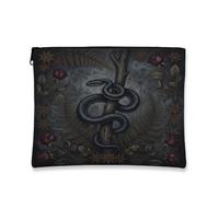 Toile serpent avec fermeture éclair, gothique, esthétique, rose, fougère, noir, portable avec fermeture éclair, trousse de toilette pour voyage, salle de bain, coiffeuse, rangement de sac à main et